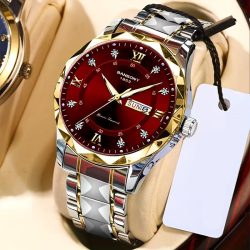   Kvartzové hodinky BANBONY s rímskymi číslicami v červeno-striebornej farbe JU9178069