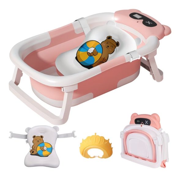 Prenosná skladateľná ružová súprava na kúpanie psov JX11424859-2