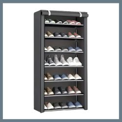   7-poschodová skriňa na topánky so sklopným vekom – sivá JY638049-2
