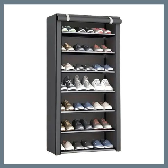 7-poschodová skriňa na topánky so sklopným vekom – sivá JY638049-2
