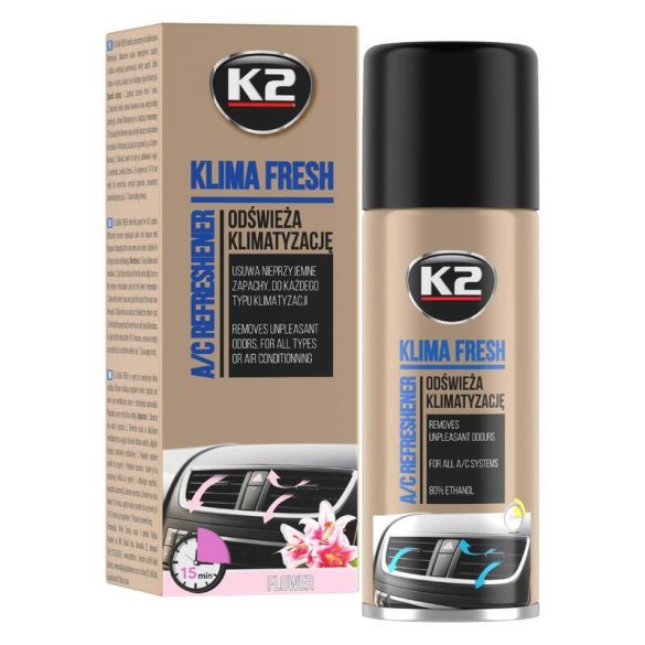 K2 Klima Fresh – sprej na čistenie a osvieženie klimatizácie s kvetinovou vôňou, 150 ml K222FL