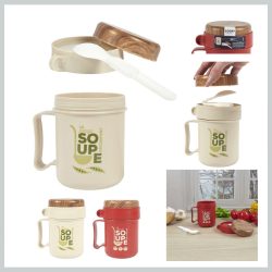 Plastový pohár na polievku s viečkom a lyžičkou KA0363