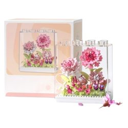   Stavebnicová sada s kvetmi klinčekov v priehľadnej vitríne KA339561