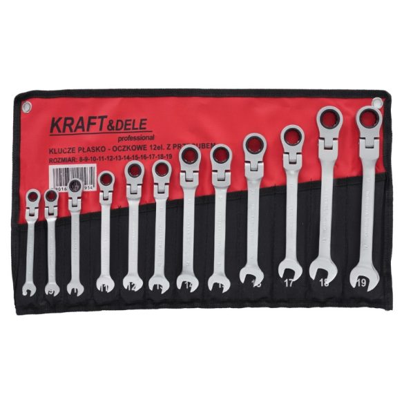 Kraft&Dele  sada 12 kusov ohybných hviezdicových kľúčov s račňou 8–19 mm KD10947