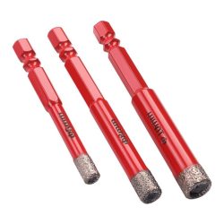   Sada diamantových vrtákov Kraft&Dele na keramiku, 3-dielna, HEX 6/8/10 mm KD12645