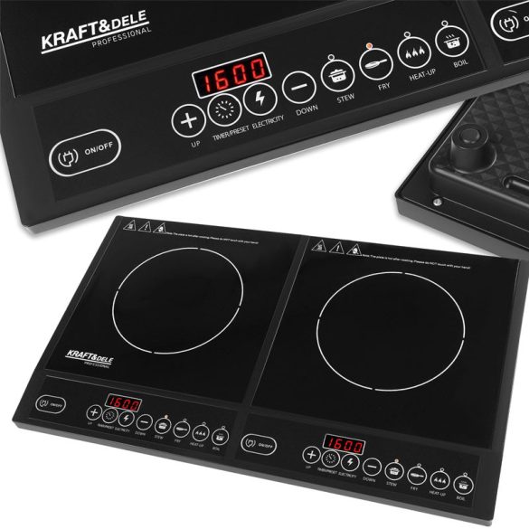 Kraft&Dele indukčná dvojitá varná doska, 2000 W KD4167