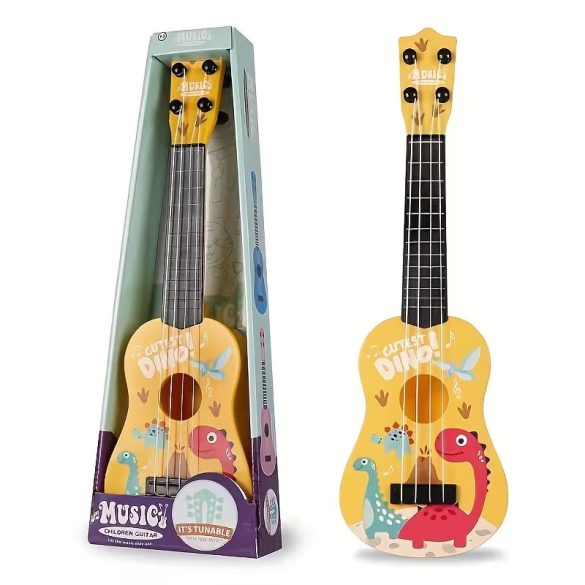 Hračka gitara so vzorom dinosaurov, žltá KD4623967-DS