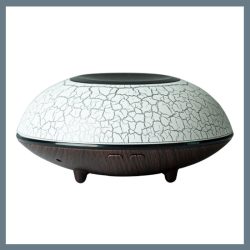   Aromaterapeutický difúzor, pre éterické oleje, ultrazvukový, 260 ml, biely/tmavý dub, 7 farieb LED KE21-1180-2