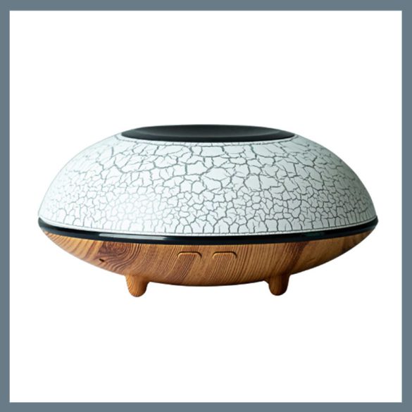 Aromaterapeutický difúzor na éterické oleje, ultrazvukový, 260 ml, biely/svetlý dub, 7 farieb LED KE21-1180