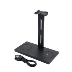   3 v 1 Bezdrôtová Rýchlonabíjacia Stanica a Držiak na Slúchadlá KE22-362