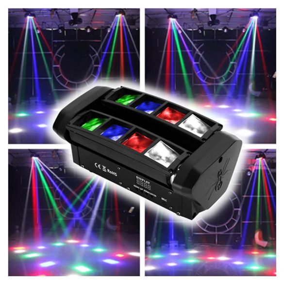 LED Mini Spider Light – dvojitá otočná hlava RGBW discoflight KE24-457