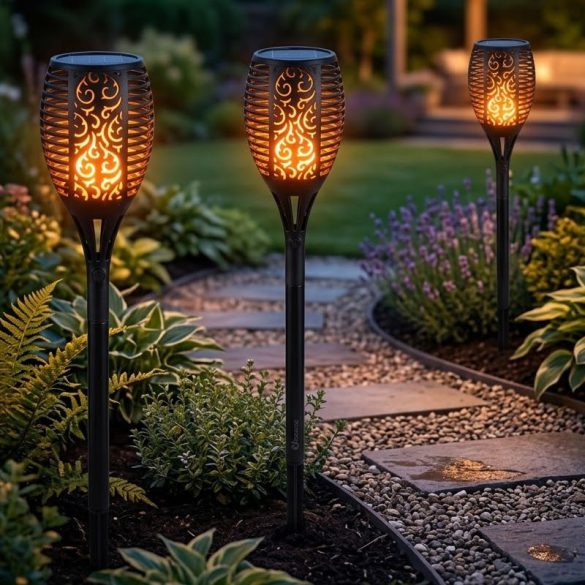 Solárna LED fakľa s osvetlením imitujúcim plameň KE24-57