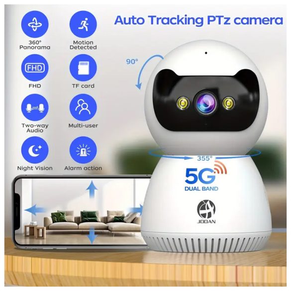 JOOAN 5G WiFi inteligentná otočná IP kamera – s nočným videním, detekciou pohybu a obojsmerným zvukom KE280262