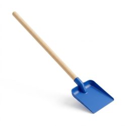   Modrá detská lopatka z plastu s drevenou rukoväťou KGL-01