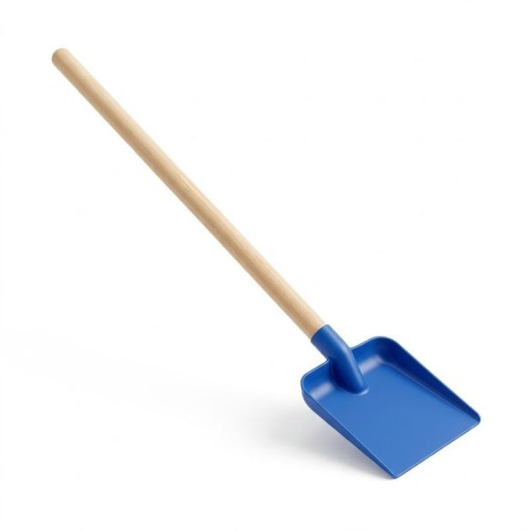 Modrá detská lopatka z plastu s drevenou rukoväťou KGL-01