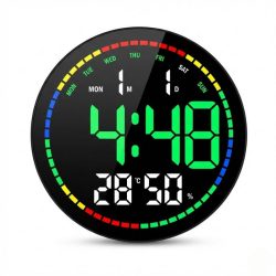   Moderné okrúhle digitálne LED nástenné hodiny s diaľkovým ovládaním KL25-299