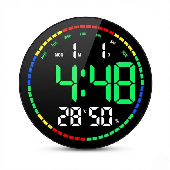 Moderné okrúhle digitálne LED nástenné hodiny s diaľkovým ovládaním KL25-299