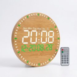 LED nástenné/stolové hodiny s bambusovým vzorom KL25-300