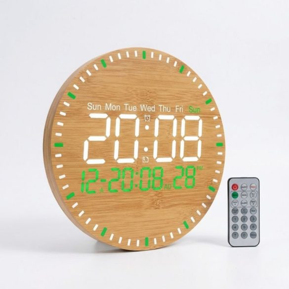 LED nástenné/stolové hodiny s bambusovým vzorom KL25-300