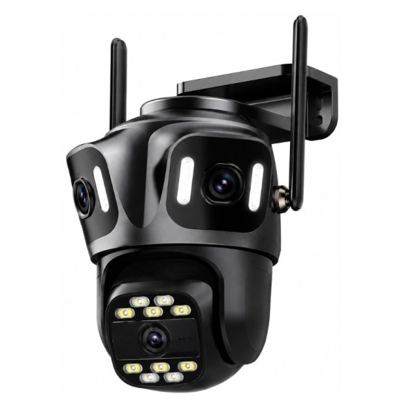 360° bezpečnostná kamera s viacerými objektívmi a pripojením cez WiFi, so zvukovým a svetelným alarmom KL26-1015