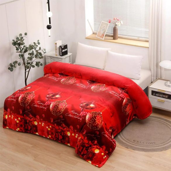 Vianočná deka 200 × 230 cm – červený a zlatý dekoratívny vzor KMT200X230