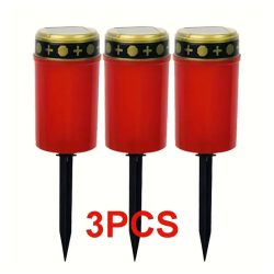   Sada 3 kusov solárnych lampášov na hrob s bezplameňovým efektom sviečky KN3019632