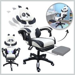   Otočná herná stolička PANDA s opierkou na nohy a masážnym zariadením – KIDS ZONE KO34