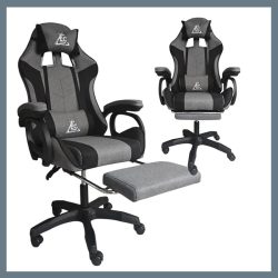   Otočná herná stolička STRIKE s opierkou na nohy, sivá KO40SZ