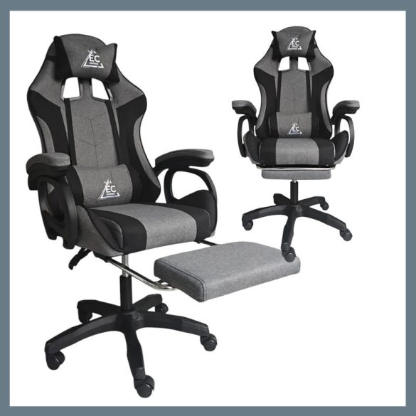 Otočná herná stolička STRIKE s opierkou na nohy, sivá KO40SZ