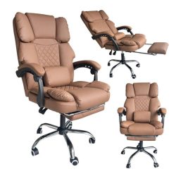   Otočná stolička MASTER PRESTIGE s podnožkou a masážnym vankúšom – cappuccino KO42CAP