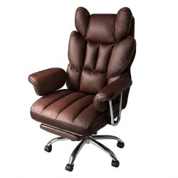   RELAX PRO kancelárska otočná stolička s opierkou na nohy – tmavohnedá umelá koža KO50BR