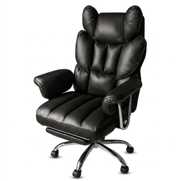 Kancelárska otočná stolička RELAX PRO s opierkou na nohy – Čierna umelá koža KO50CZ