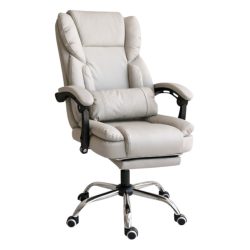   Otočná kancelárska stolička SKYLINE s opierkou na nohy – krémová eko-koža KO51K
