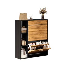   Drevená skrinka na topánky s dvoma otočnými zásuvkami KP9169407