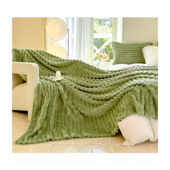 Plyšový prehoz na posteľ, zelený – KQ4353389-120Z, 120 × 200 cm