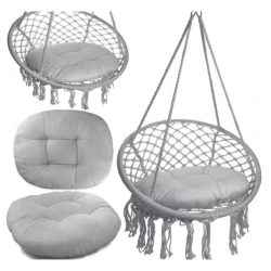 Závesné hojdacie kreslo s vankúšom, sivé KR33SZ