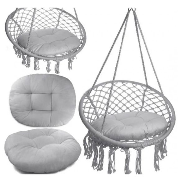 Závesné hojdacie kreslo s vankúšom, sivé KR33SZ