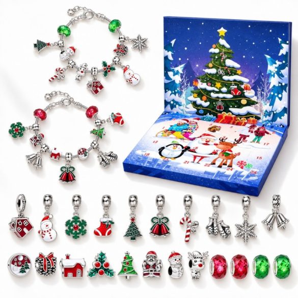Adventný kalendár so šperkami, s 2 náramkami a príveskami KSN206