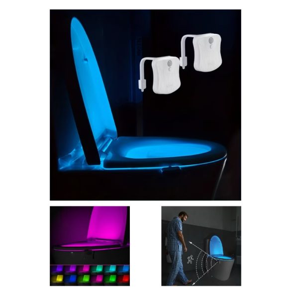 2 ks LED osvetlenia na WC s pohybovým senzorom a 16 farbami KW8280056