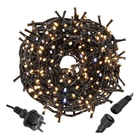Vianočný svetelný reťaz s 100 LED diódami, teplá biela + biele blikajúce svetlo, 8,5 m – LAMP08CB