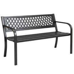   Ergonomická kovová záhradná lavica s mriežkovaným operadlom – vonkajší nábytok odolný voči poveternostným vplyvom LAW01