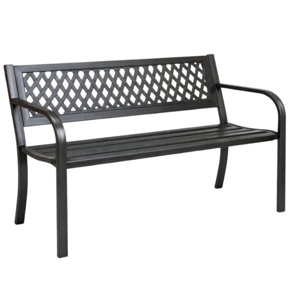 Ergonomická kovová záhradná lavica s mriežkovaným operadlom – vonkajší nábytok odolný voči poveternostným vplyvom LAW01