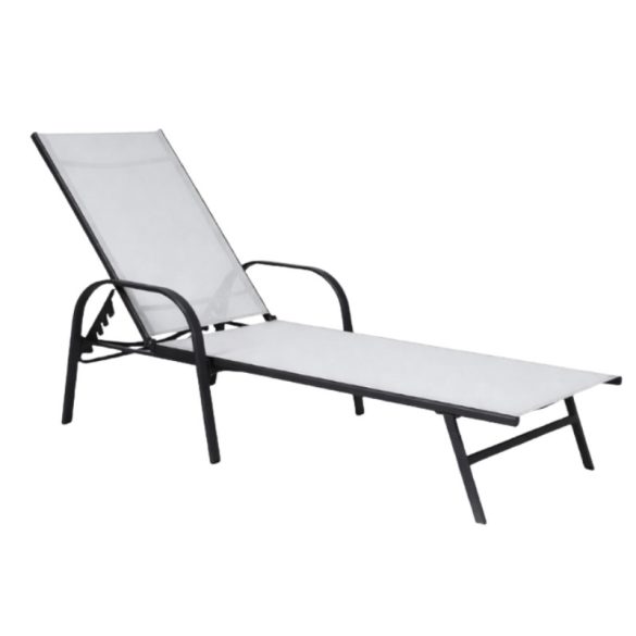 Prémiové nastaviteľné záhradné ležadlo – čierne a sivé vyhotovenie LE05SZ
