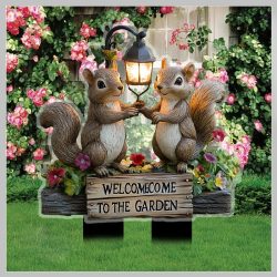   2D plochá akrylová uvítacia tabuľka s dvomi roztomilými veveričkami – LH1394773