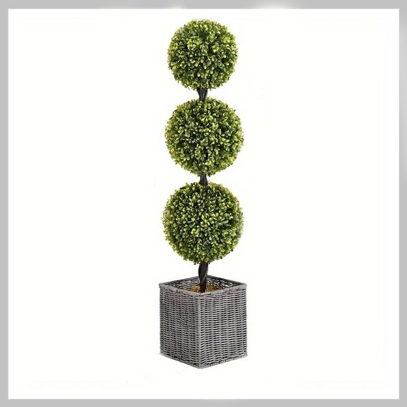 Umelý buxus v pletenom kvetináči – 90 cm LN40385