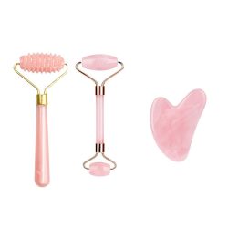   3 v 1 masážny prístroj na tvár a sada Gua Sha – sada na obnovu a kontúrovanie pleti – ružová LT6210624