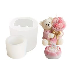   2-dielna sada 3D silikónových foriem – ružový medvedík a ružová hlava – na výrobu sviečok a mydiel LU13051716