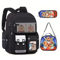   3-dielna súprava tašiek s motívom kapybary – ČIERNA LW4087704-F