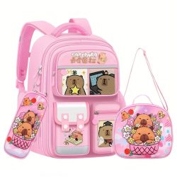   3-dielna súprava tašiek s motívom kapybary – PINK LW4087704-P