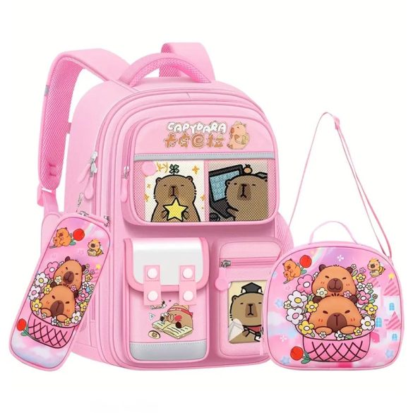 3-dielna súprava tašiek s motívom kapybary – PINK LW4087704-P